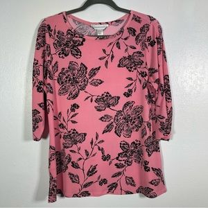 Christopher & Banks, Pink Floral Blouse. Size Small. Sleeve Cutouts.